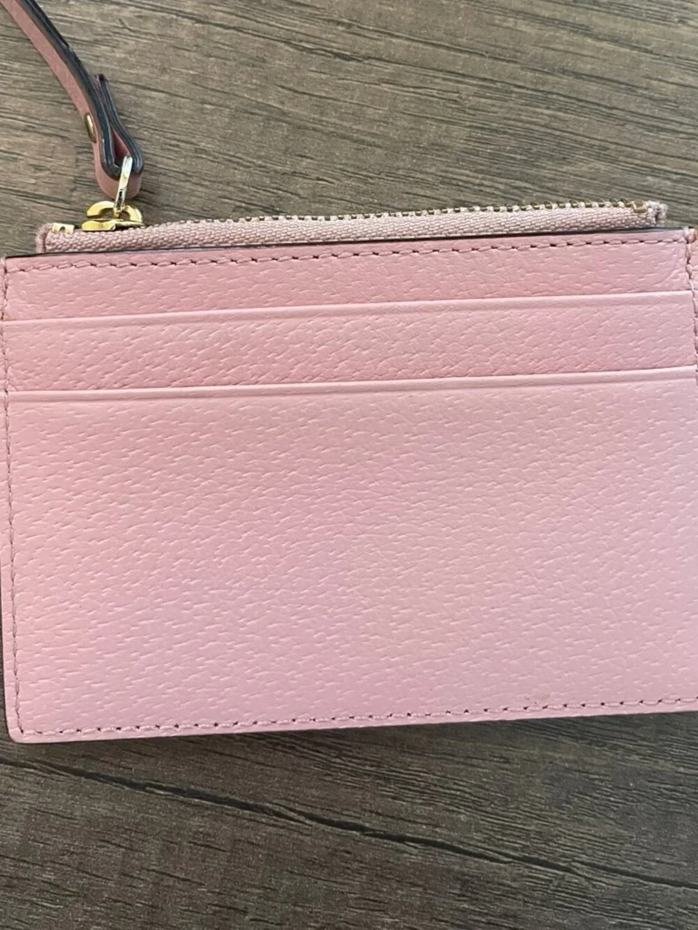 Kate Spade New York Blush Pink Leather Card Holder Zip Coin Pocket